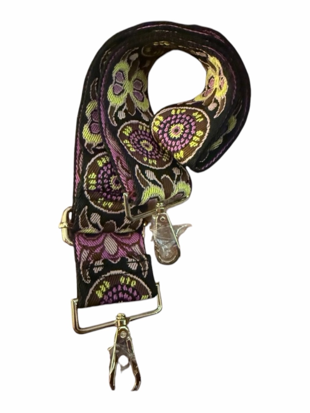 Floral Embroidered Strap with Gold Hardware